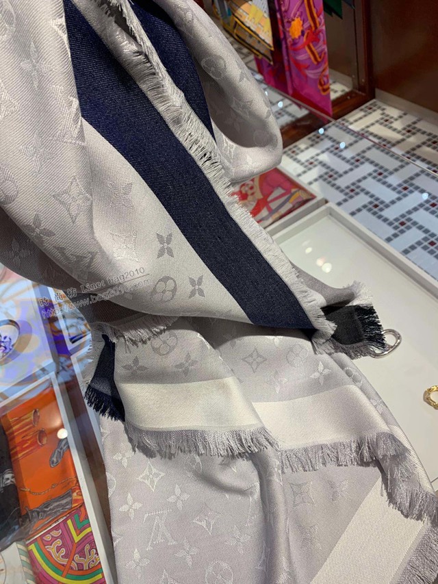 Louis Vuitton圍巾方巾 路易威登老花真絲羊毛披肩 LV官方新色女士圍巾披肩  mmj1302